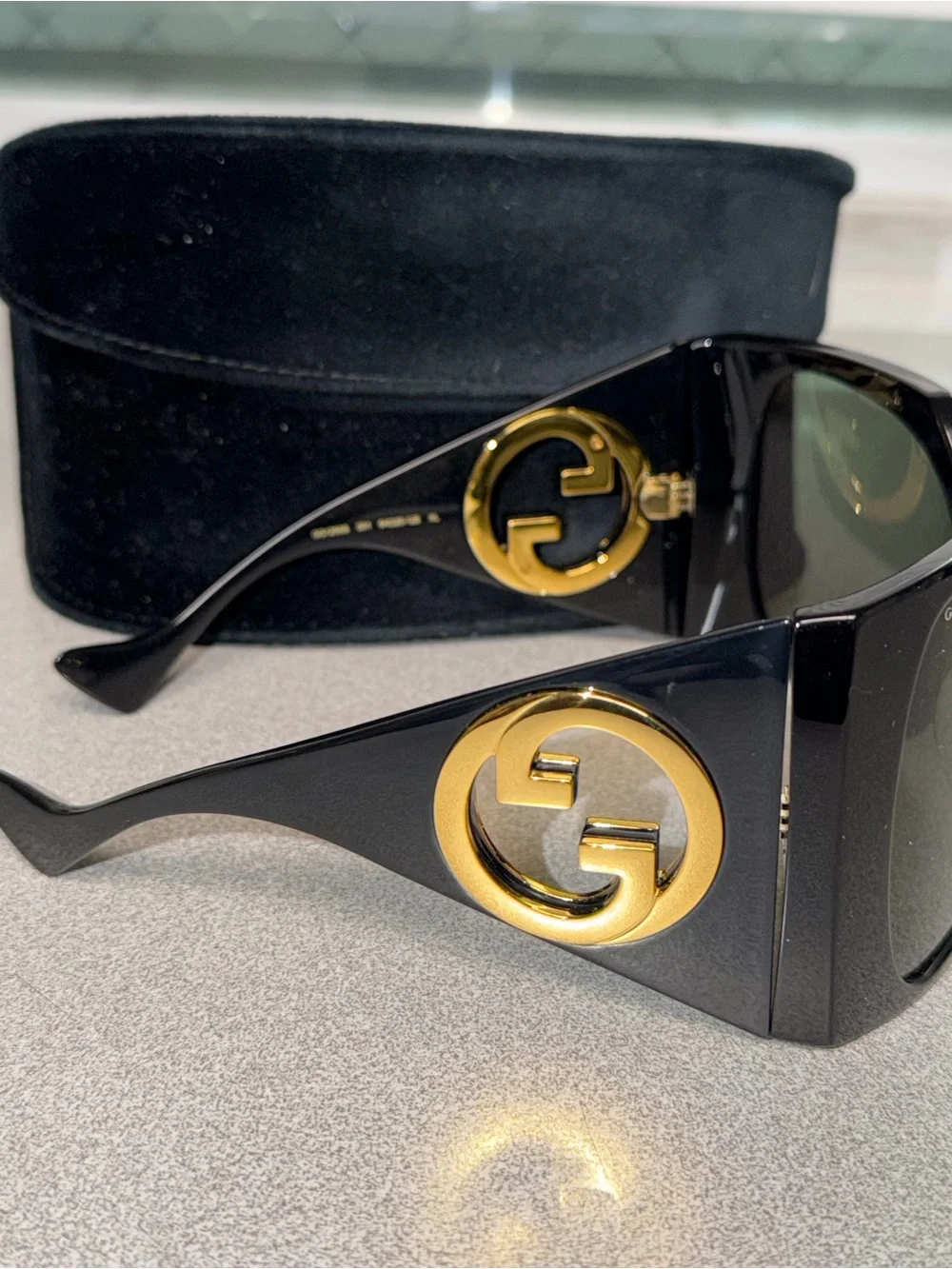 Gucci Black Oversized Shield Sunglasses